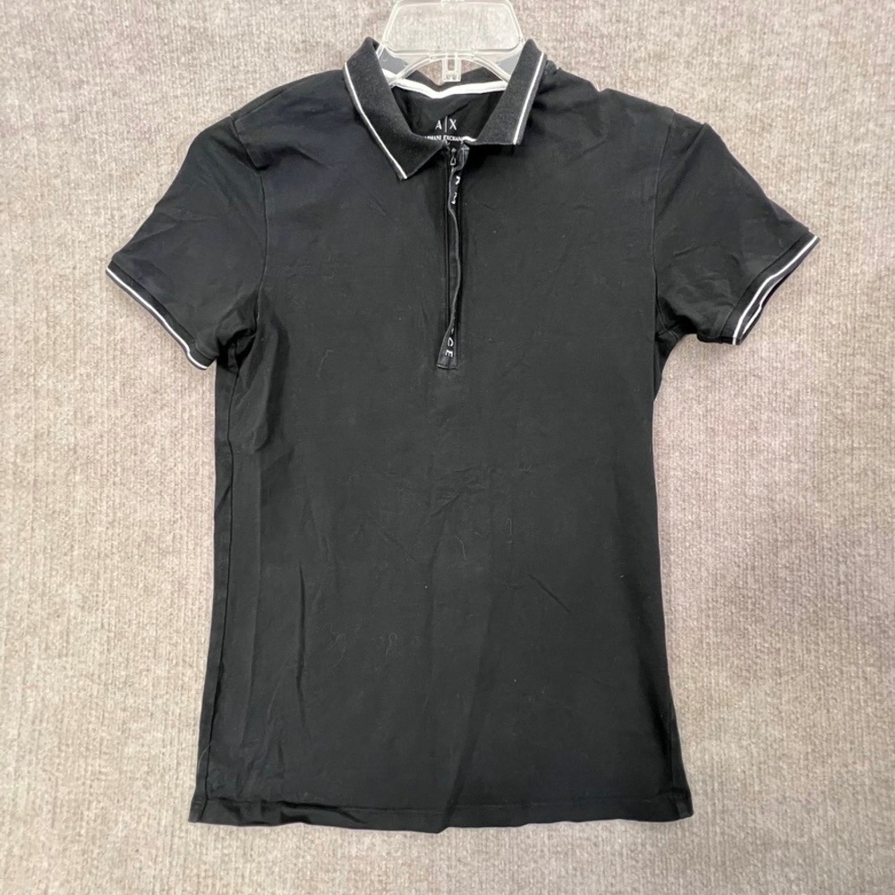 Armani Exchange Women's XS Black Polo Shirt Short Sleeve Casual‎ Top
